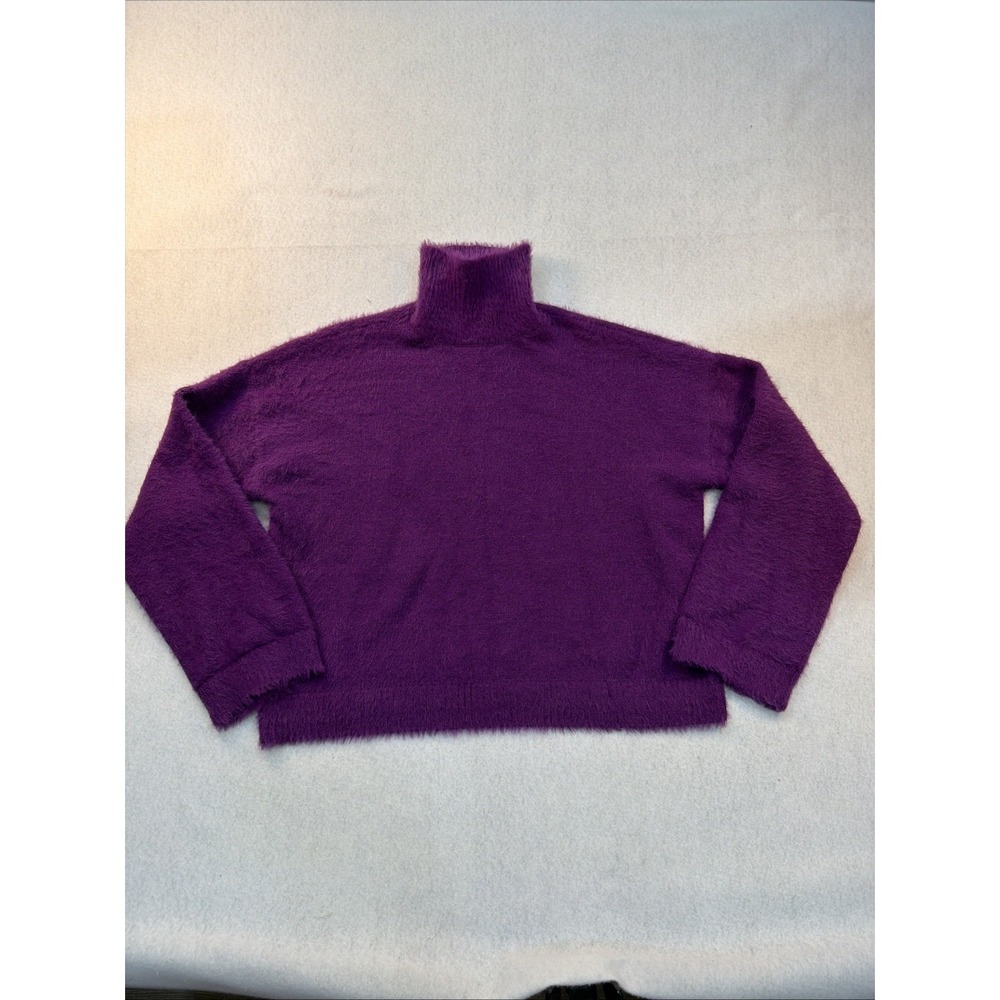 ZARA Women Purple Cowl Neck Pullover  Cropped Turtleneck Sweater Size S (Small)‎